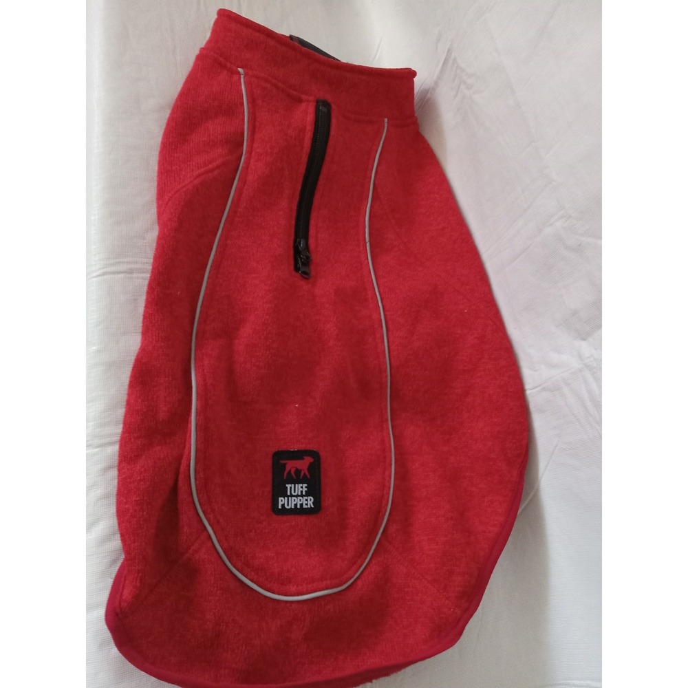 Tuff Pupper Dog Coat Jacket Red Fleece Full Zip Reflective Medium Pet Apparel
